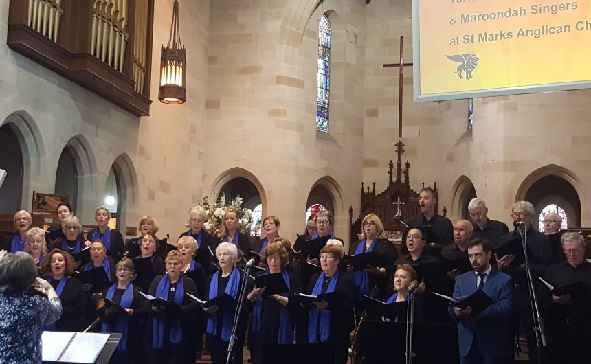 Maroondah Singers choir performing at St Mark’s Camberwell with the Yarra Gospel Choir for the Women’s Prison Network